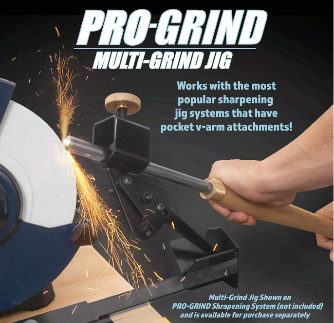 Pro Grind Multi-Grind Sharpening Jig for Bowl Gouges & Chisels, V-Arm Fit gallery