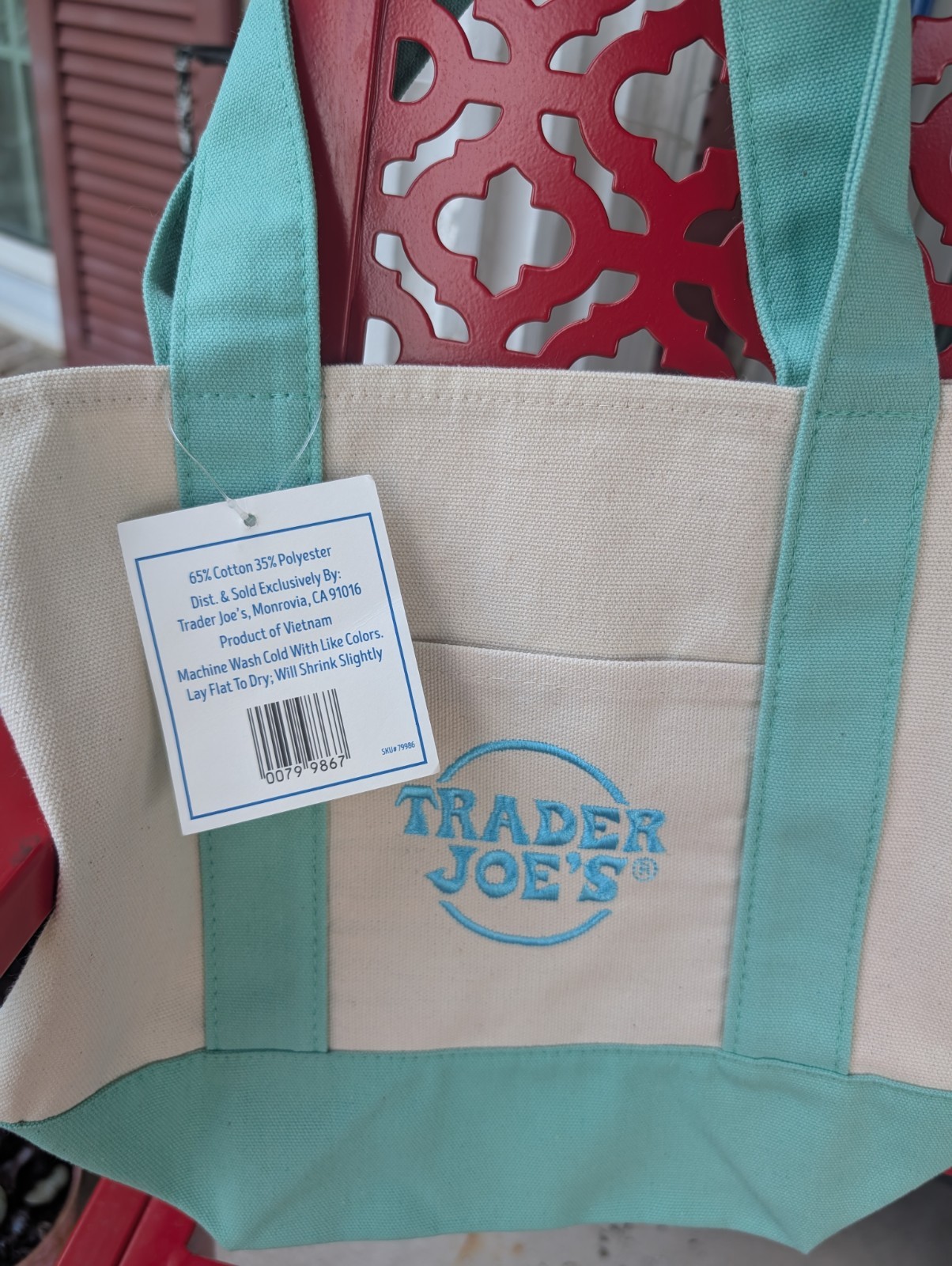 TRADER JOE'S ~ Mini Pastel Canvas Tote Bag { GREEN } gallery