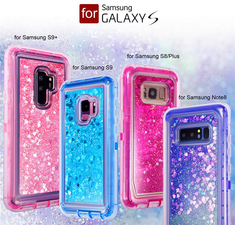 For Samsung Note 8/9/ S8/S9+Plus Shockproof Liquid Glitter Defender Case Cover