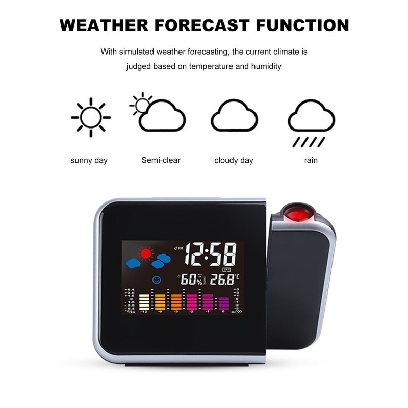 LED Projection Alarm Clock Digital Clock Projector Temperature Display Snooze~ gallery