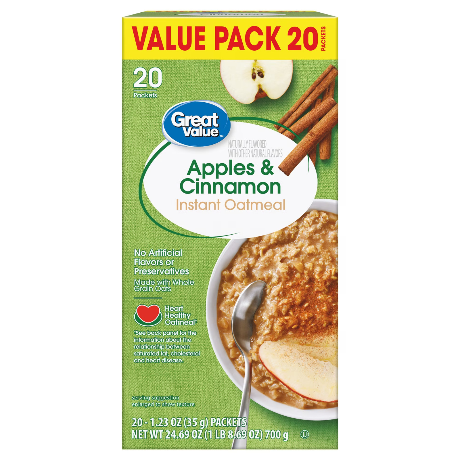 Great Value Apples & Cinnamon Instant Oatmeal – 20 Count, 1.23 oz gallery