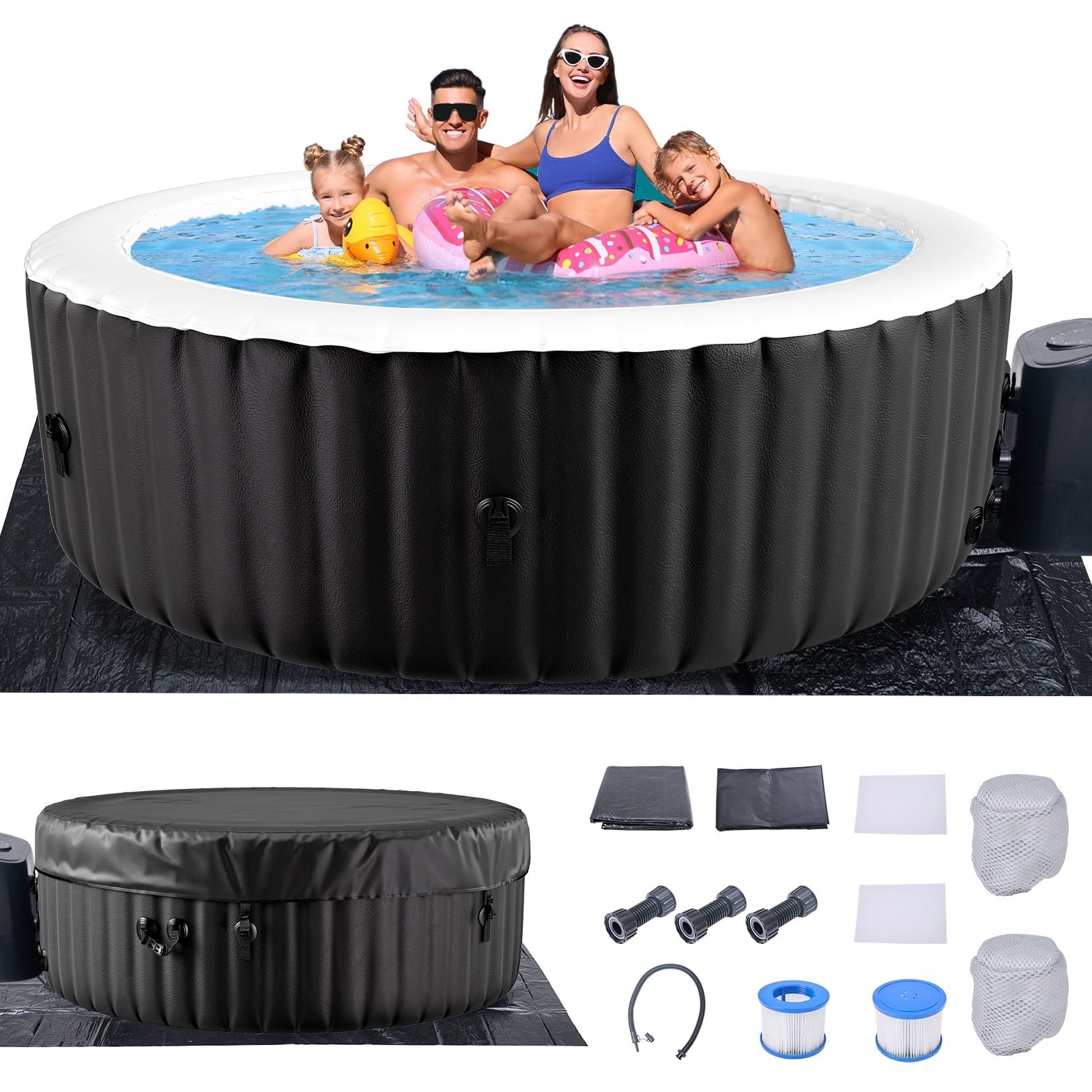 NAIZEA 4 Person Inflatable Hot Tub Round Portable Blow up Hot Tub Leak-Proof PVC gallery