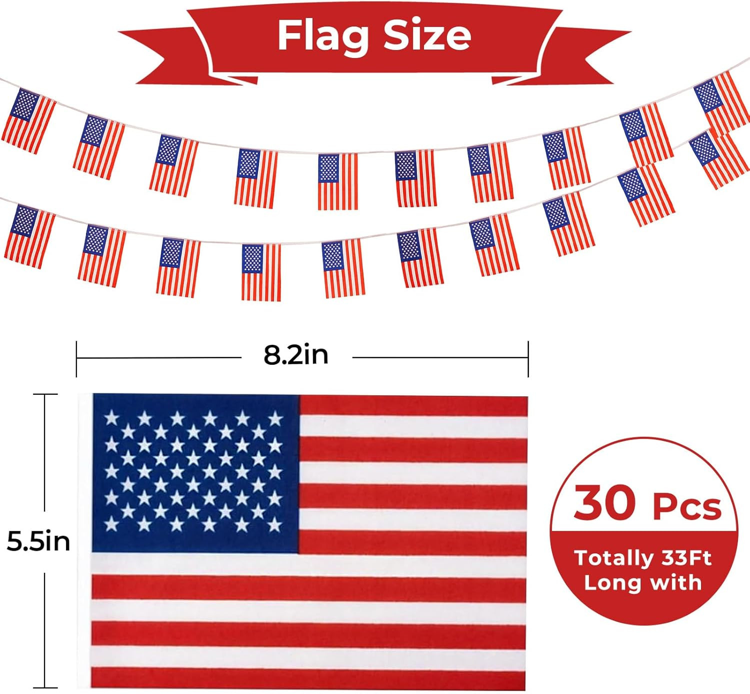 Small American Flag Banner Mini USA Flag Decorations Pennant String Banners 33 F gallery