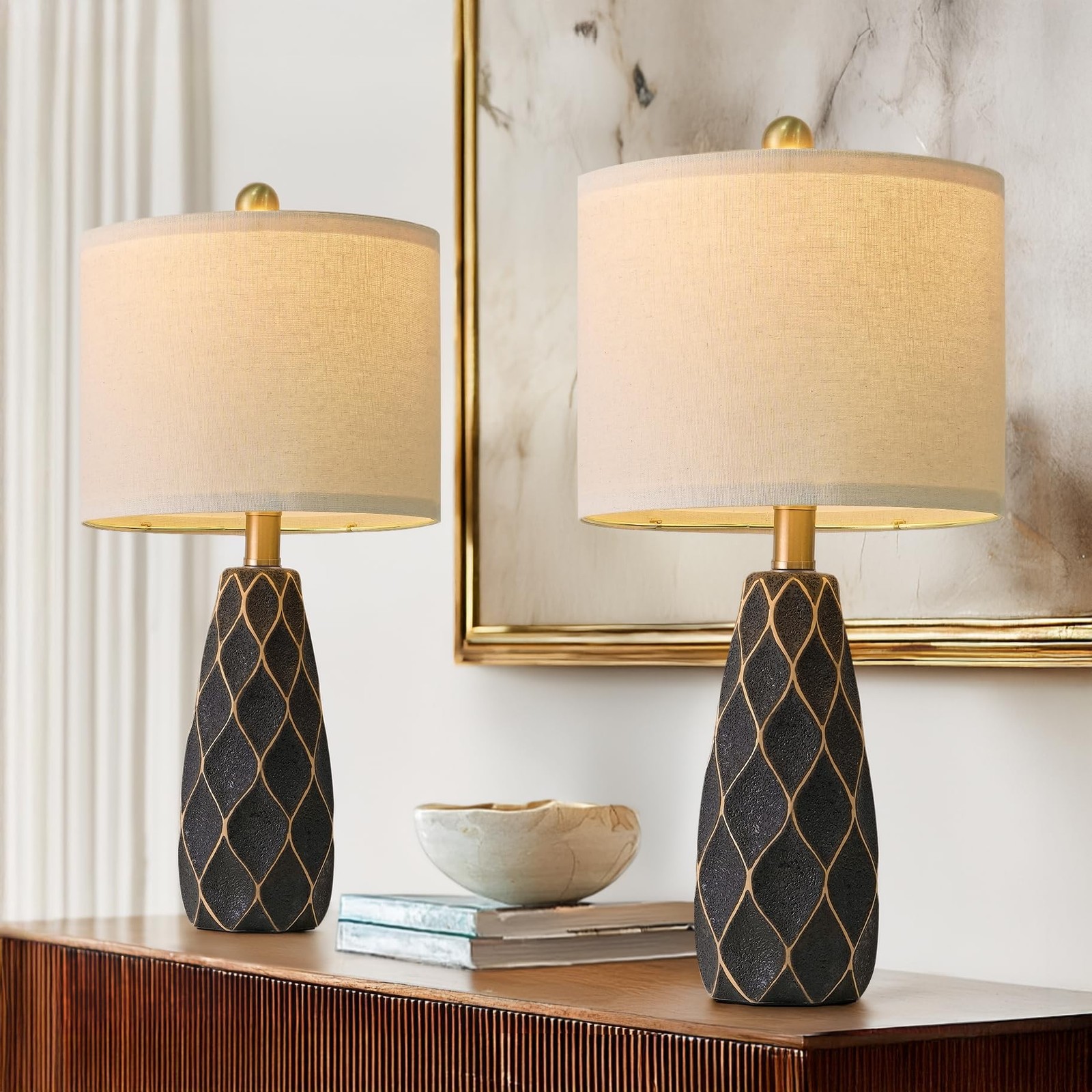 20.75" Small Table Lamps for Living Room Bedroom Lamps Set of 2 Ceramic Moder... gallery