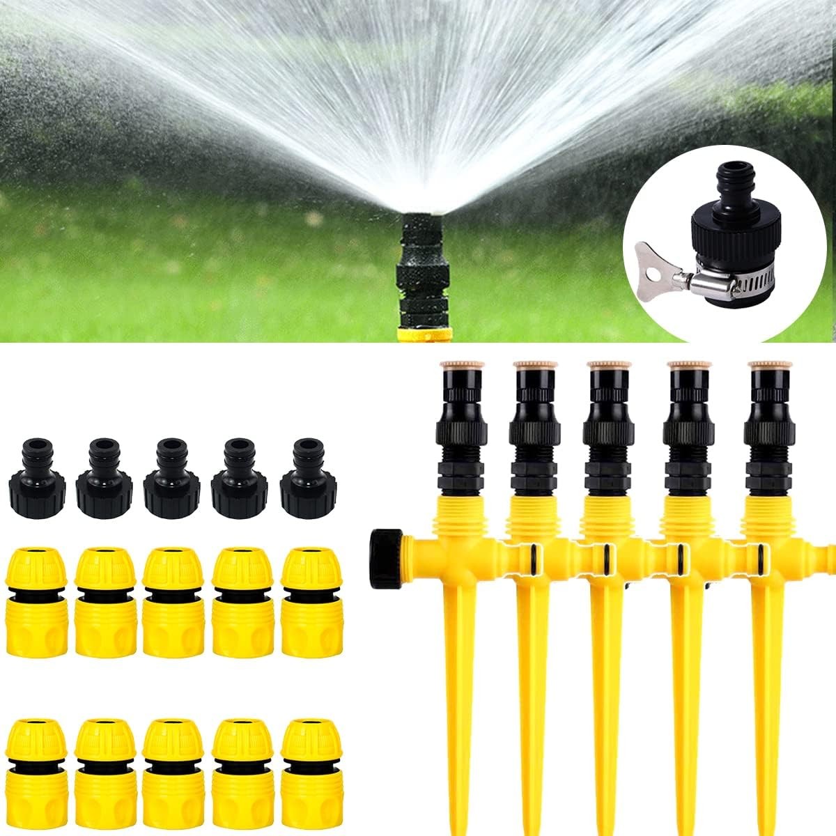 360° Rotation Auto Irrigation System Garden Lawn Sprinkler Patio, 5 Pcs gallery