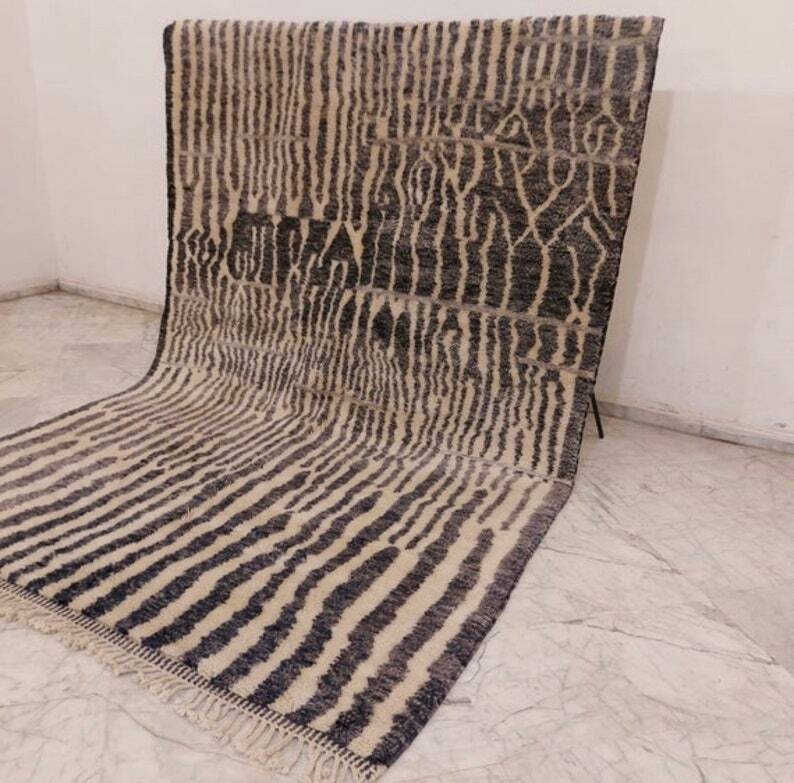 Moroccan Rug - Handmade Beni Ourain Style - 8x10 area rug - Large authentic 9x12 gallery