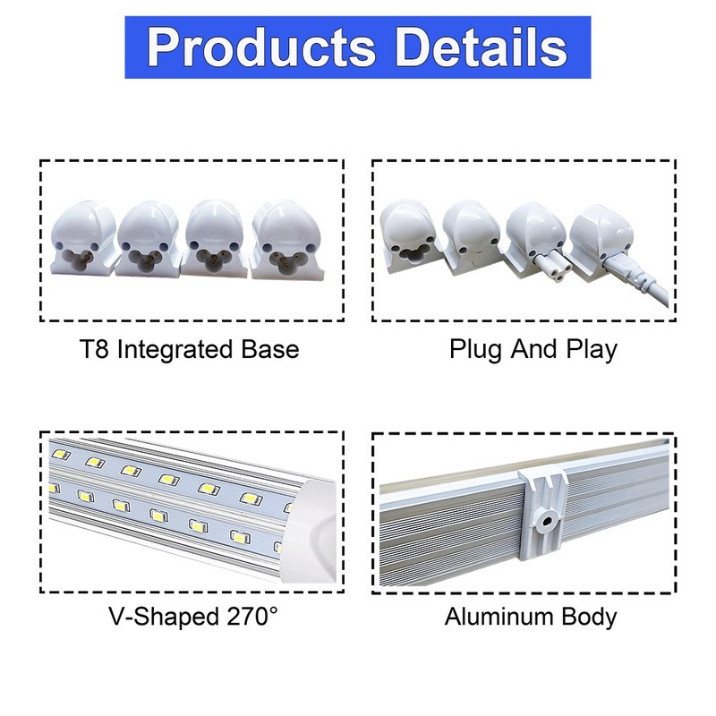 25 Pack 5Ft V-Shape Linkable Workshop Warehouse Garage Ceiling Led Tube Lights gallery