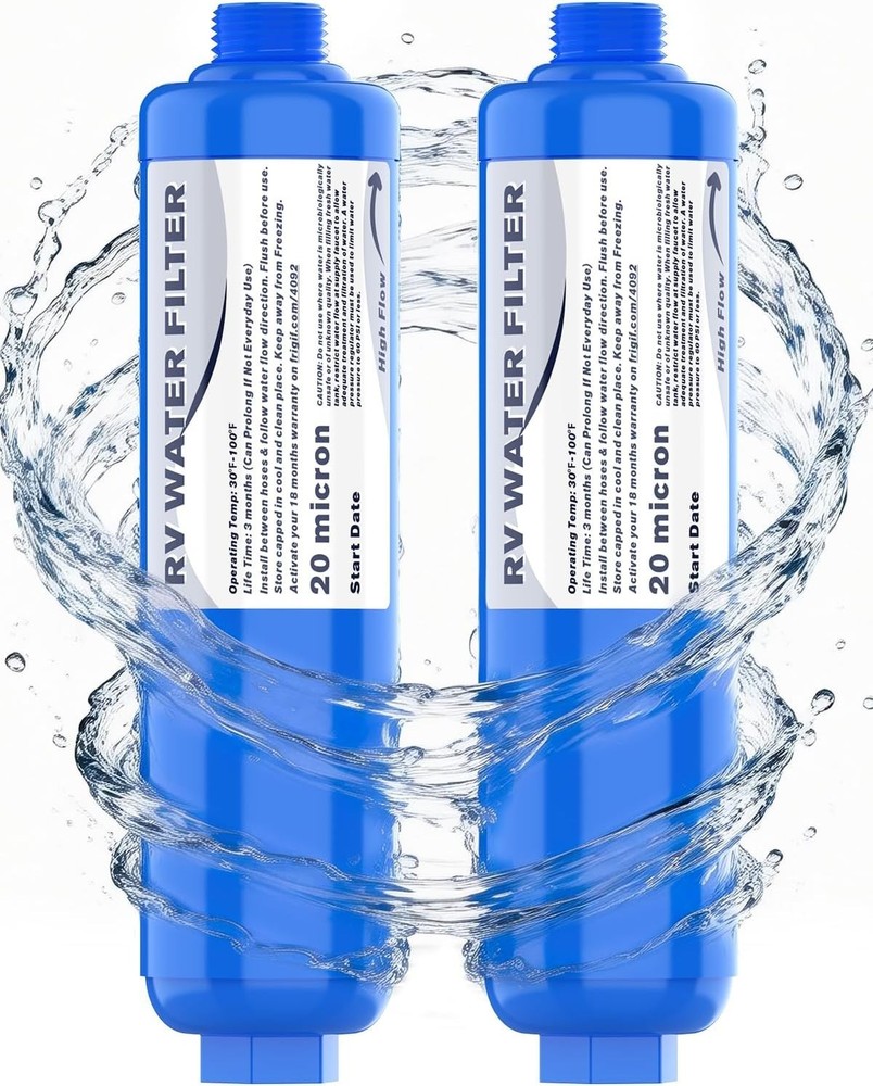2 Pack RV Camper Inline Water Filter Marine Garden Camping Water Hose KDF Filter