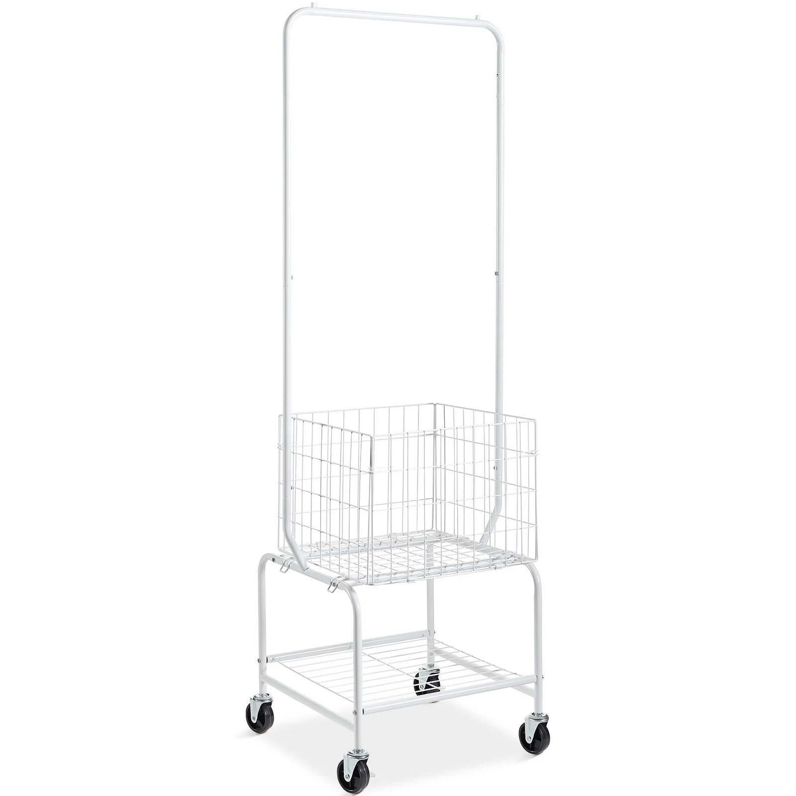 Wheeled Laundry Cart with Adjustable Clothes Hanger Laundry Basket gallery