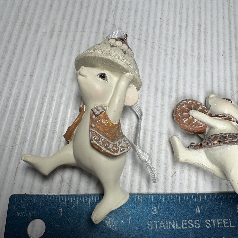 Gingerbread Baking Mice Mouse with Cake and Cookie Ornaments 3 Assorted, Mult... gallery