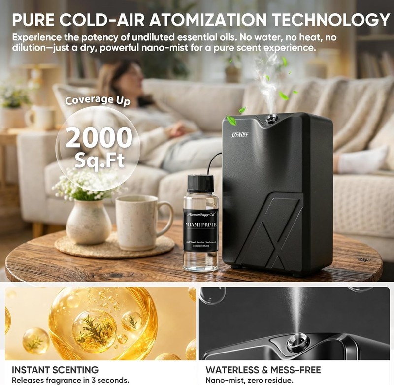 Waterless Essential Oil Scent Diffuser, Wall Mount or Desktop, Smart Life App gallery