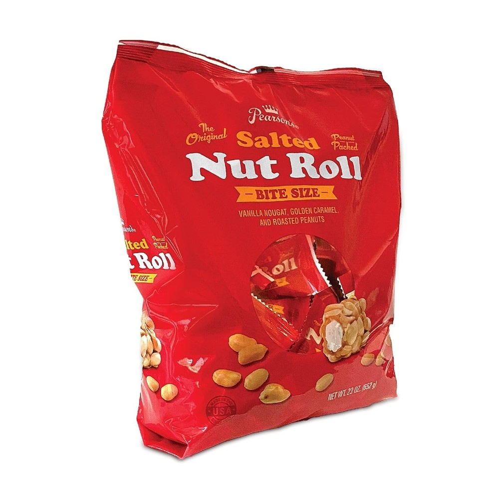 Pearsons Bite-size Salted Nut Roll Candy Bars| Loaded with Crunchy Roasted Pean