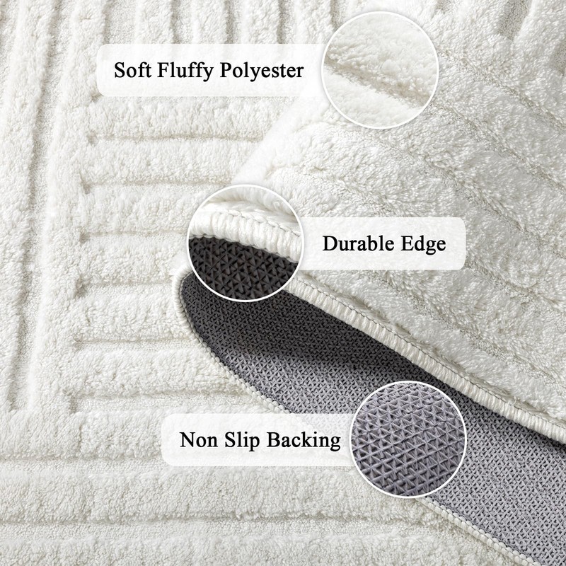 Soft Cozy Fluffy Arch Pattern High Low Pile Runner Rugs 2'x6' Non Slip Washab... gallery