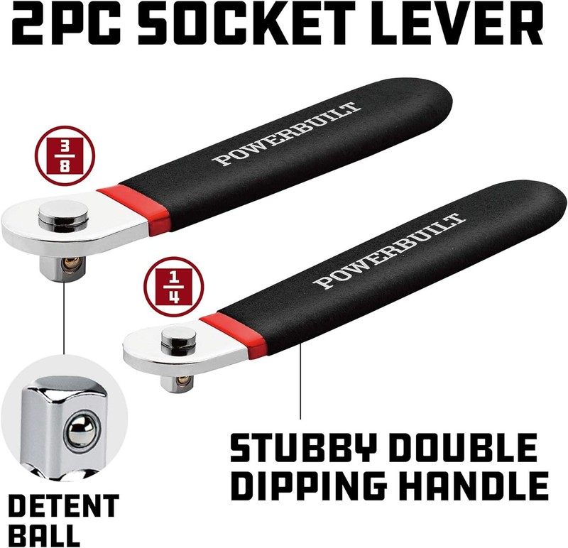 2-Piece Low Profile Socket Levers, 1/4" & 3/8" Drive, Non-Ratcheting gallery