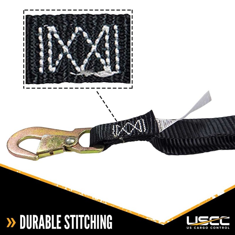 USCC 1" X 20' Ratchet Strap w/Snap Hooks - Black 4PK gallery