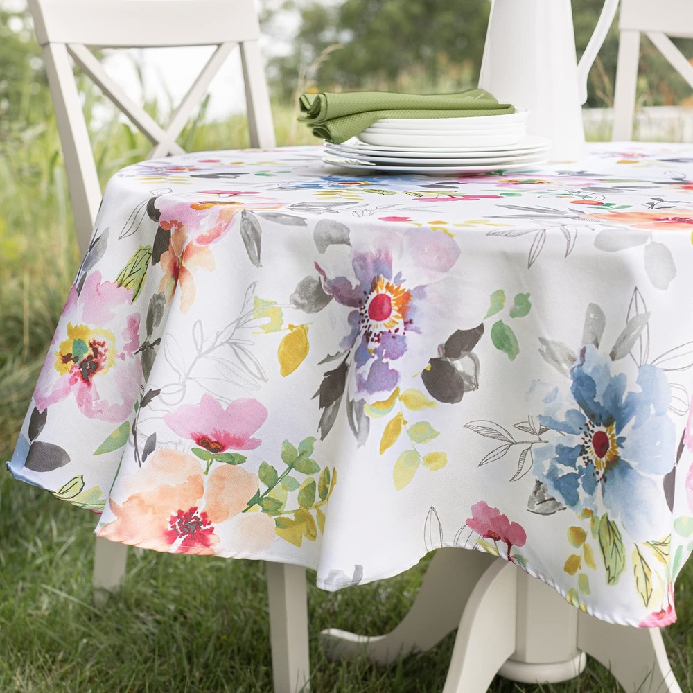 Spillproof Spring/Summer Durable Heavyweight Fabric Indoor Outdoor Tablecloth...