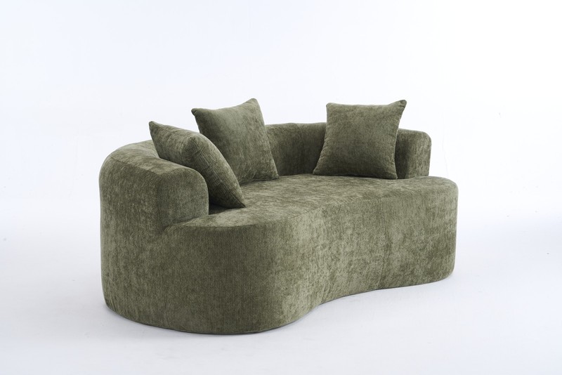 Green Chenille Crescent Sofa Low-Back 2-Seater No Assembly gallery