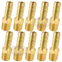 10 Pack 3/8″ x 1/4″ MNPT Pipe Thread Brass Air Hose Barb Fitting For 3/8″ Hose