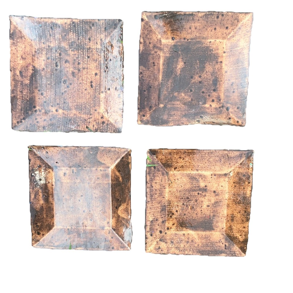 Table Under Plates For Dinner Table. Beautiful Brown Ceramic Dish ware