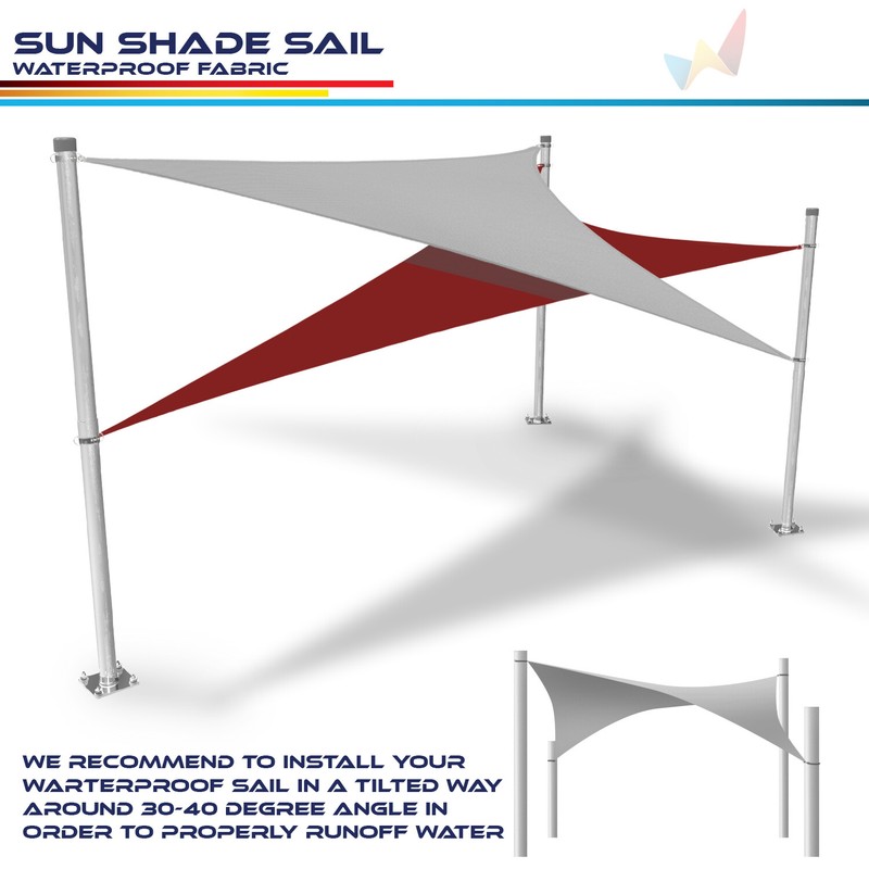 Gray Waterproof Sun Shade Sail Rectangle Awning Top Canopy Custom Size 5'-24' gallery
