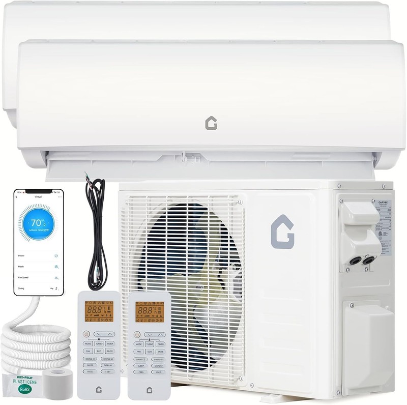 Dual Zone Mini Split AC/Heating System, 35,000 BTU 19 SEER2 18K+18K Ductless Inv gallery