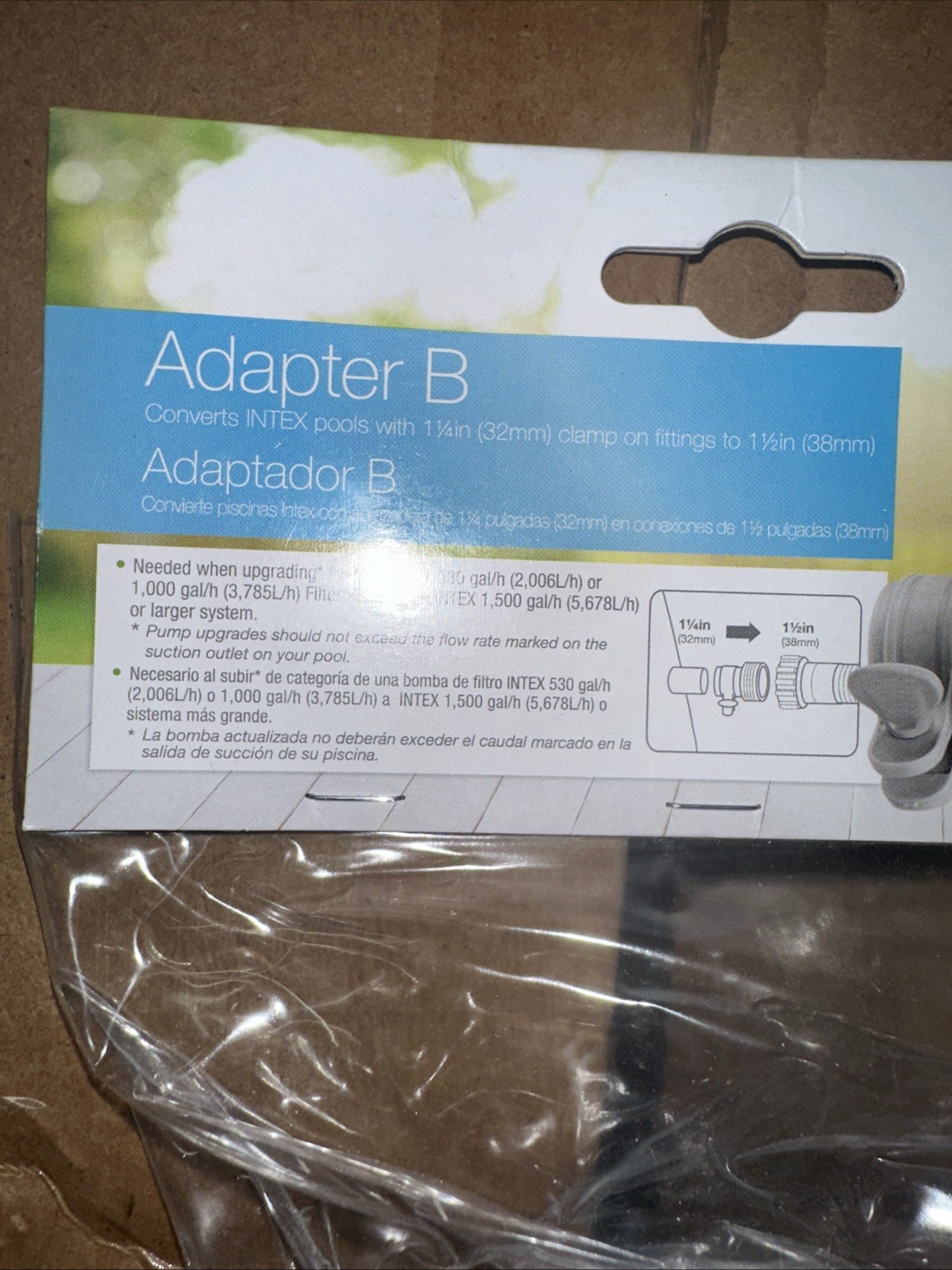 (2-Pk) Intex Pool Fittings Converter Accessory Clamp Adapters Type B Gray 29061E gallery