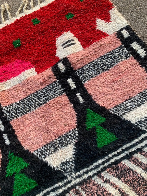 Handmade red multi moroccan berber wool rug for living room bedroom etc gallery