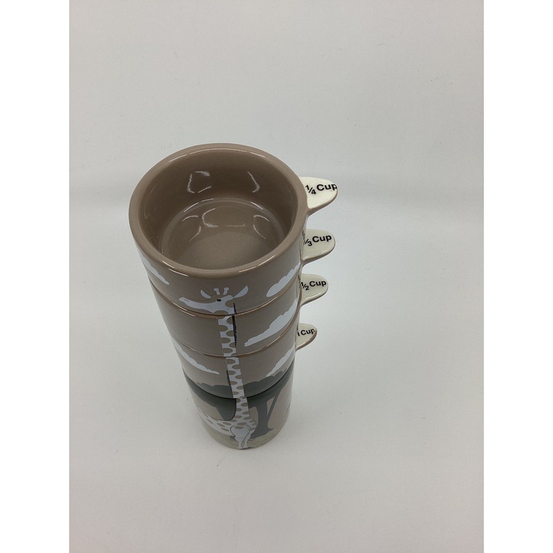 Signals Giraffe Stacking Ceramic Measuring Cups Set of 4 Safari Savanna Taupe gallery