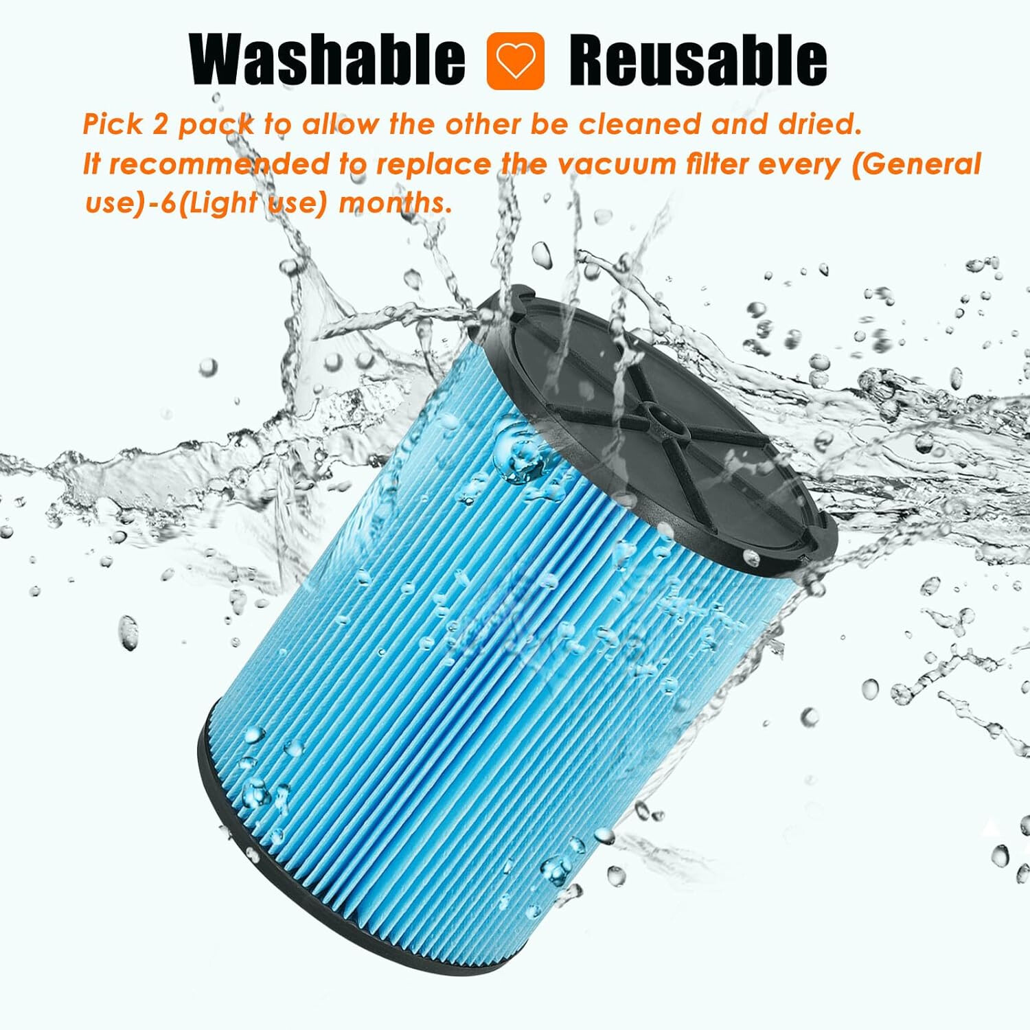 2 Pack VF5000 Vacuum Dust Filter For RIGID Shop Vac 3 Layer 6-20 Gallon Replace gallery