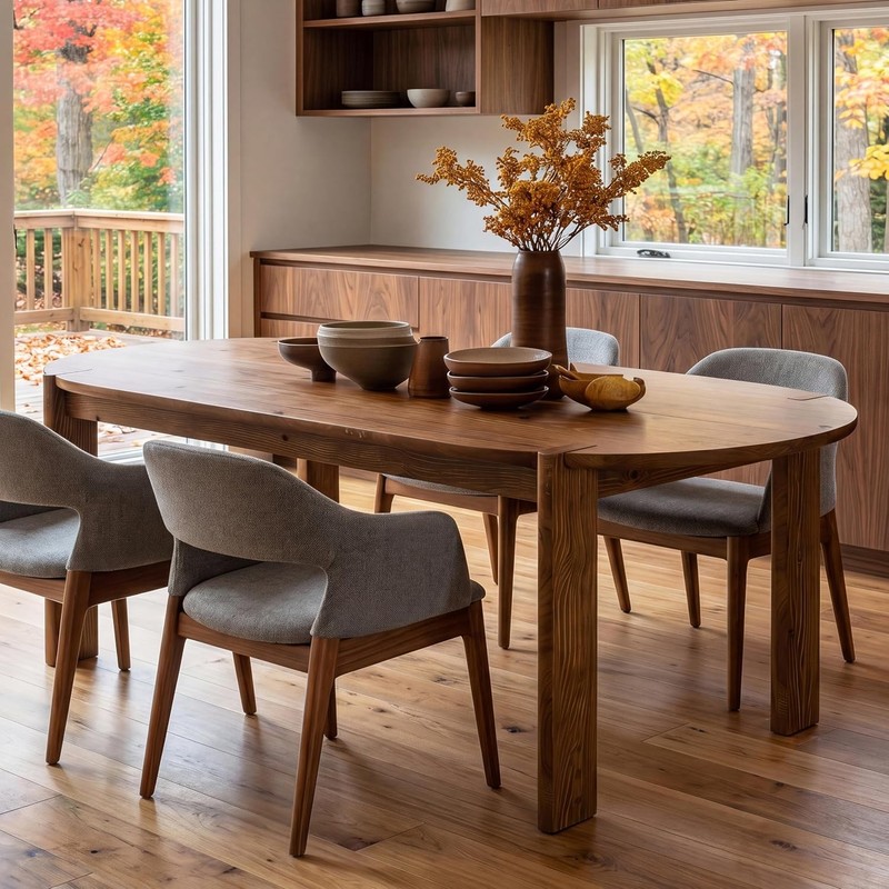 63" Solid Wood Oval Dining Table for 4-6, Rustic Kitchen Table for Dining Room gallery