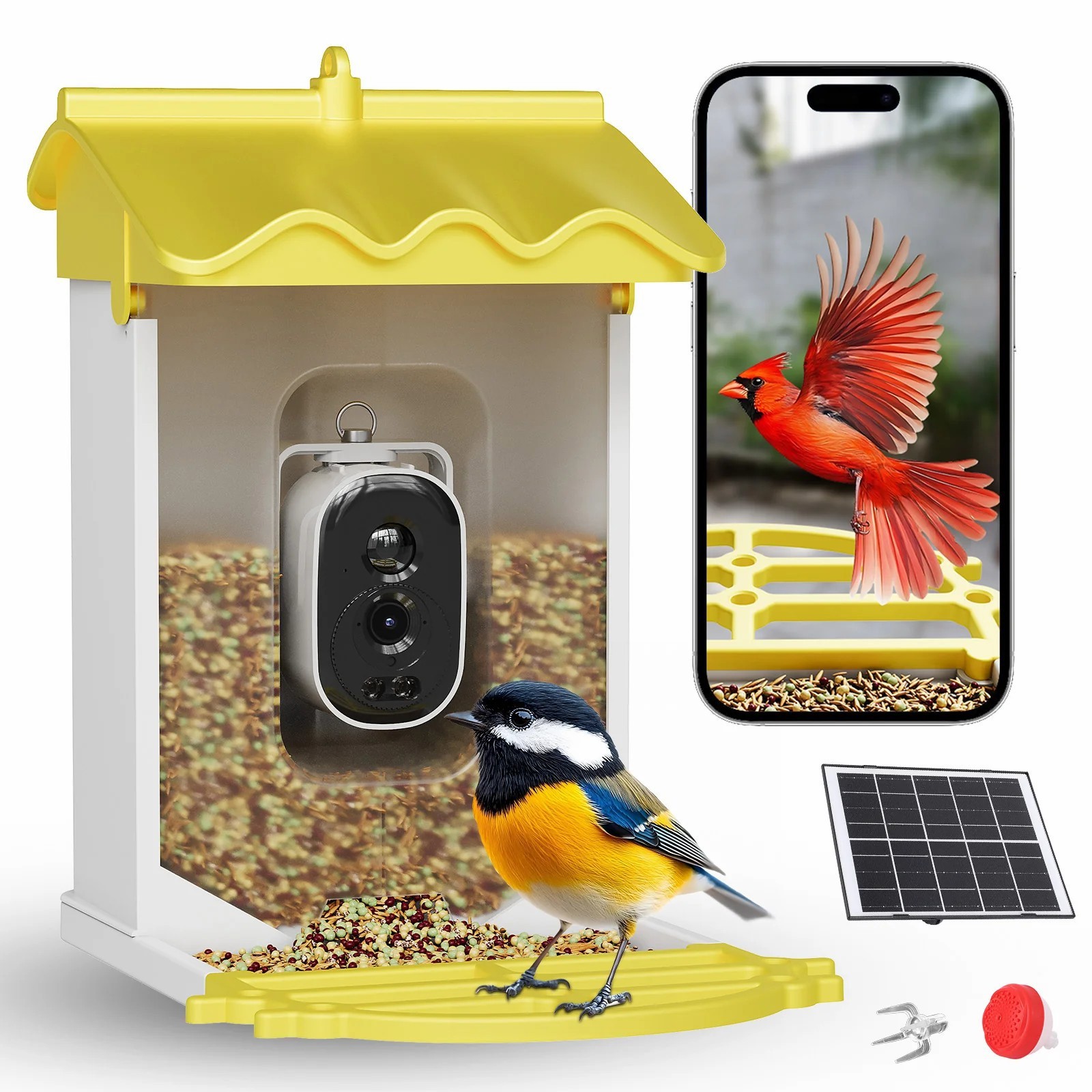 Smart Bird Feeder 2.5K Camera AI Recognition Solar Powered 67Fl.Oz Night Vision gallery