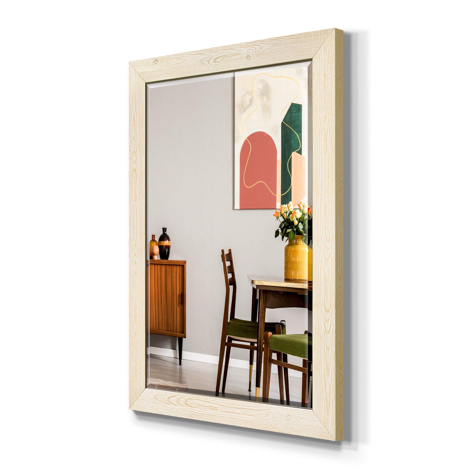 Vertical Or Horizontal White Wood Frame Aesthetic Wall Mirror Rectangular Van... gallery