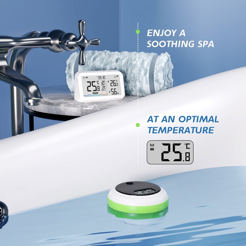 Solar Spa Floating Pool Thermometer Wireless Inkbird IBS-P03R IP68 Waterproof CF gallery