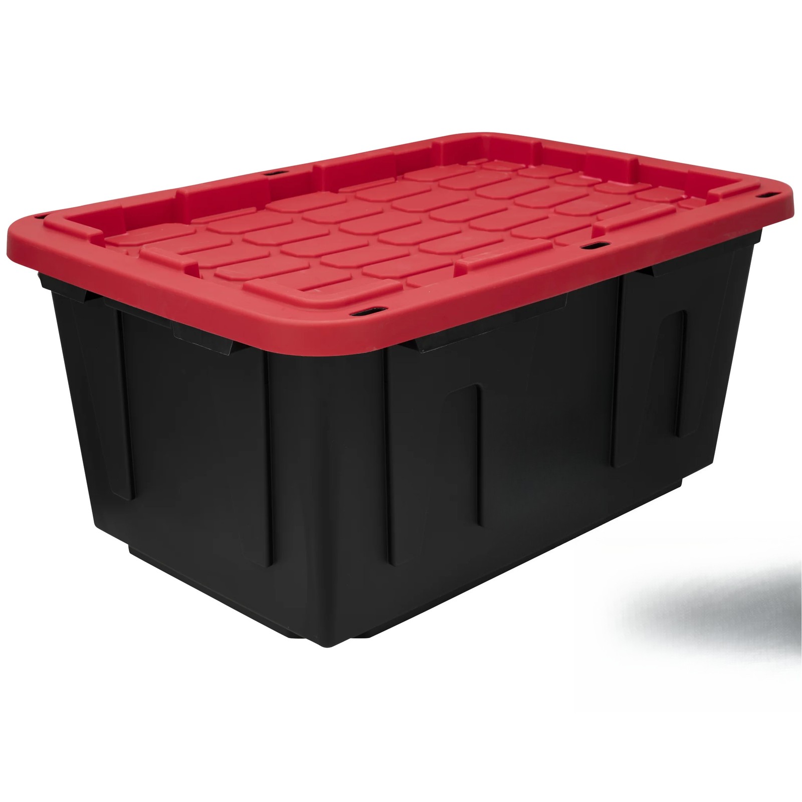 4-Pack 27 Gal Black & Red Storage Bins, Heavy Duty Plastic with Snap Lid gallery