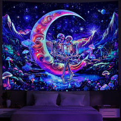 Blacklight UV Reactive Tapestry Trippy Neon Wall Hanging Glow in Dark Art Decor
