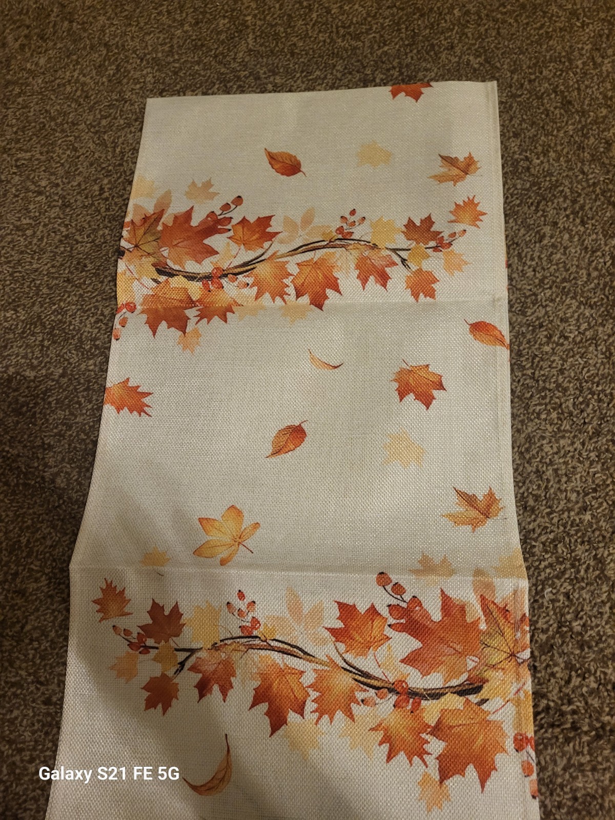 Beautiful Cat / Fall Brown Cat With Color Changing leaves Table Runner 12" X 70" gallery