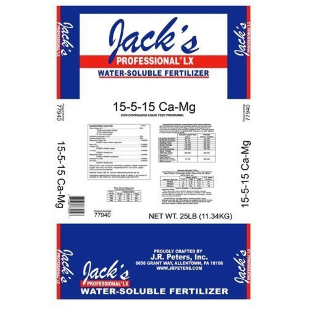 Jack's Professional 15-5-15 CA-MG Comprehensive Water-Soluble Fertilizer, 25lbs