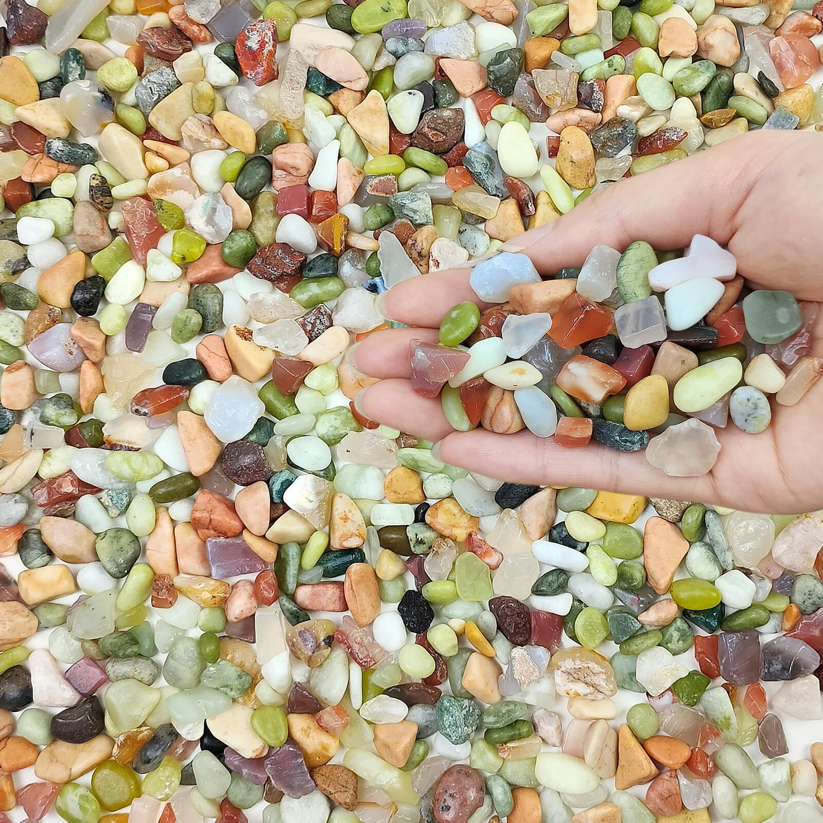 2 Pounds Pebbles for Plants, 3/8 Inch Succulent Rocks, Decorative Polished River gallery