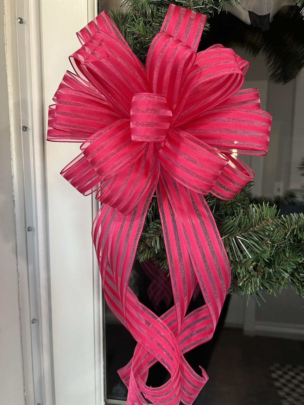 Handmade Hot Pink Satin Spring Easter Summer All Year Wreath Bow gallery