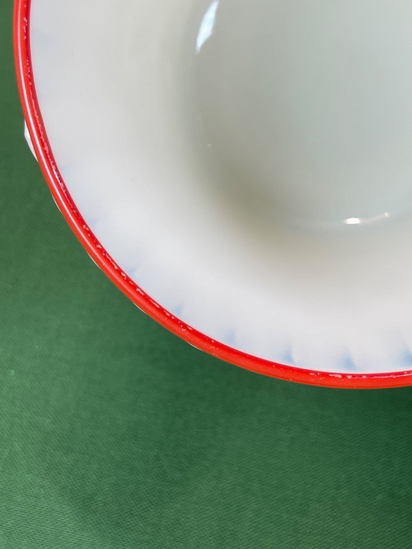 1 ~ MacBeth-Evans Petalware Cremax Primary Color Bands Cup & Saucer Set UV RARE gallery
