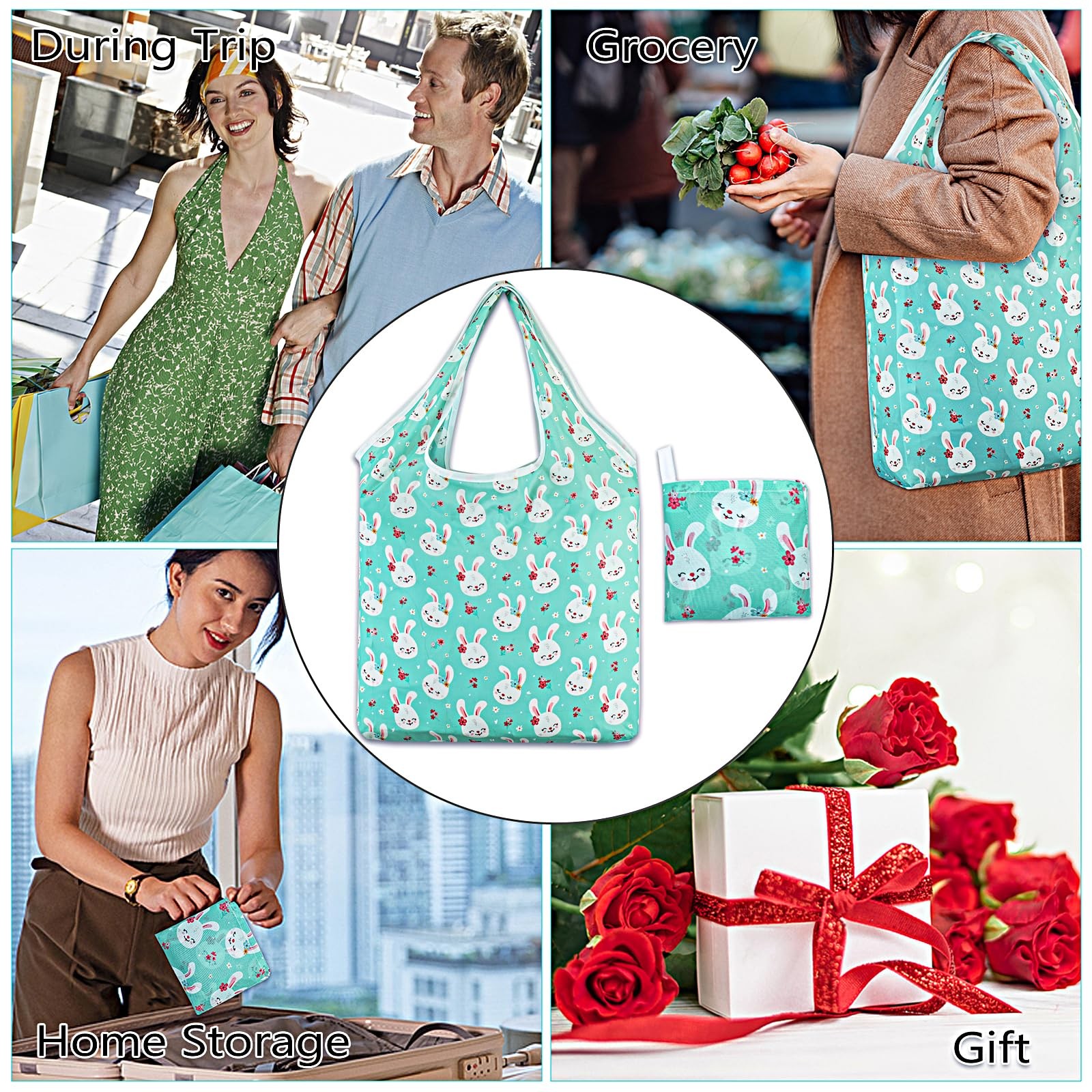 6 PCS Eco Friendly Reusable Grocery Bags Lightweight Durable Washable gallery