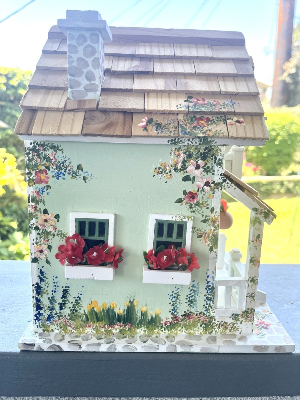 Hand Painted Floral Home Bazaar Two Story Birdhouse gallery
