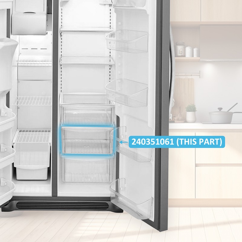 240351061 Upper Crisper Pan Drawer Compatible with Frigidaire Refrigerator New gallery