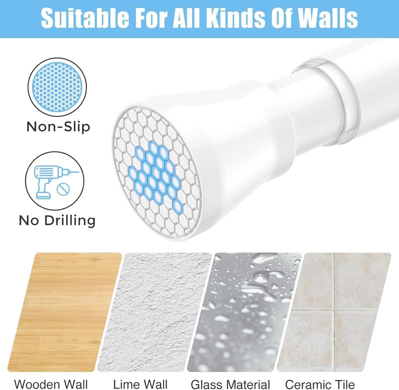 Tension Curtain Rod Adjustable Spring Tension Rods for Windows 28 to 48 Inch, No gallery