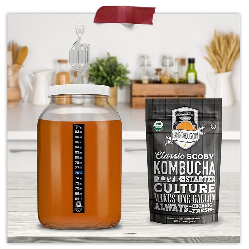 Glass One Gallon Fermentation Jar with Grommet Lid and S-Shaped Airlock gallery