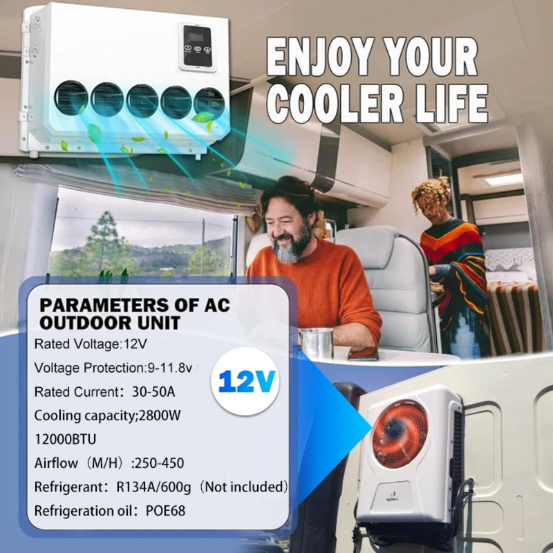 12V Low Power Draw RV AC, 12000BTU Split Air Conditioner for Truck, Camper, Van gallery