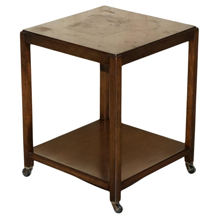 EX MOD CIRCA 1950 MID CENTURY MODERN ENGLISH BEECH SIDE END LAMP WINE TABLE gallery