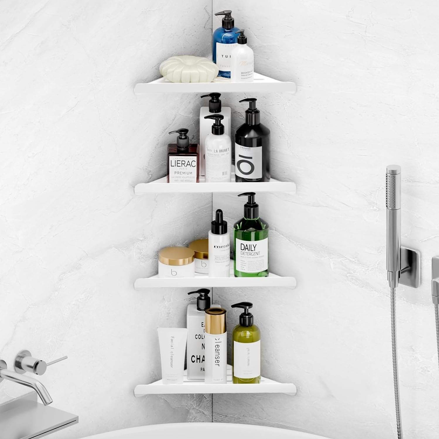 Shower Caddy, 4 Pack Bathroom Corner Shelf, Triangle Shelf Storage for Bathroom gallery