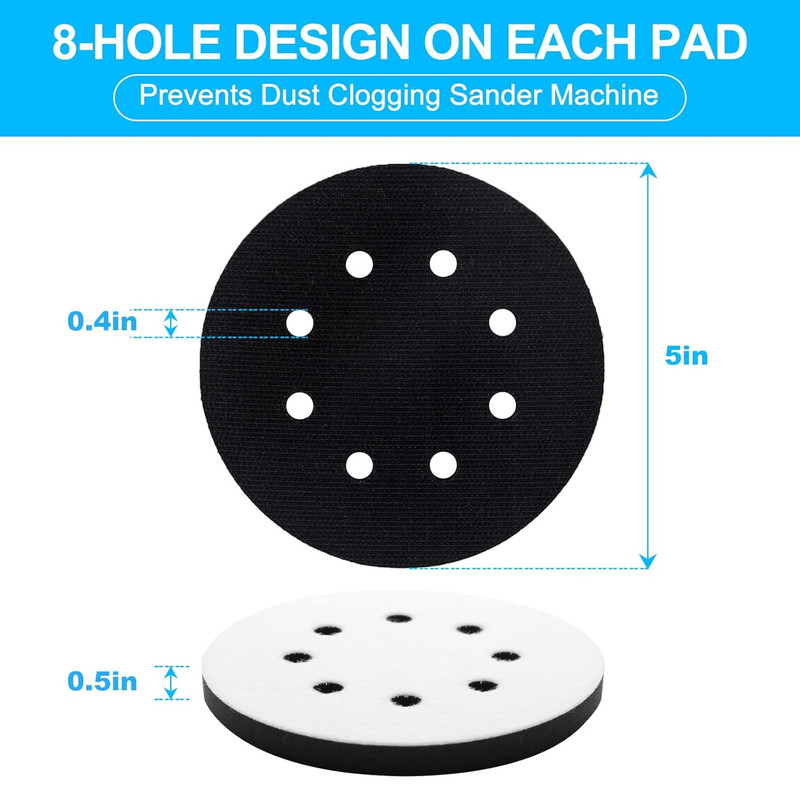 5 Pack 5 Inch Soft Sponge Interface Pad for Sanding Pad Hook&Loop Sanding Discs gallery