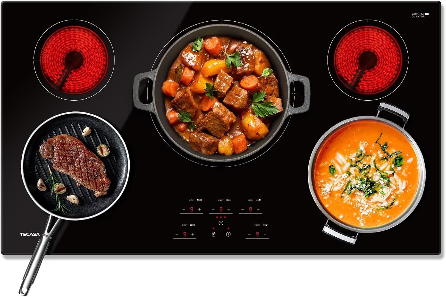 9000W Built-in 36 Inch Electric Cooktop 240V Hard Wire (No Plug) with 5 Burners gallery